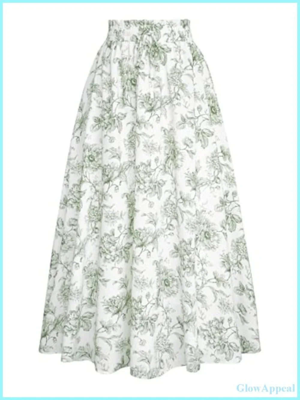 Floral Maxi Skirt High Waist Elastic A-Line Swing Flowy with Pockets